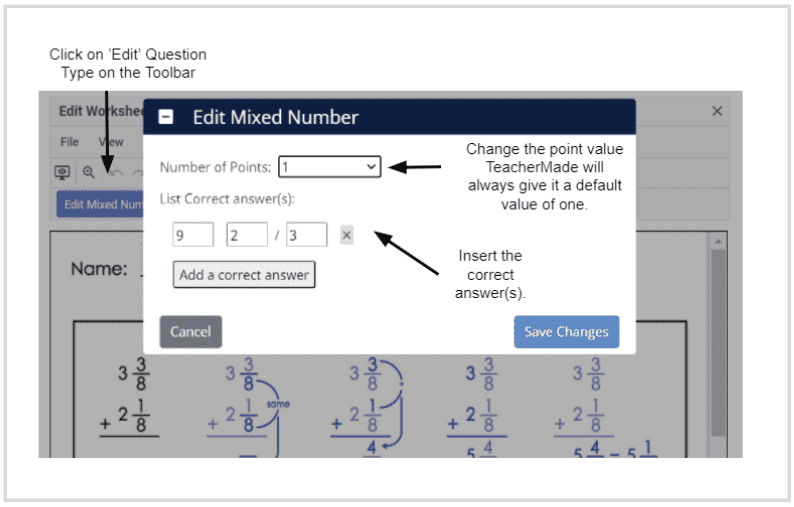 Editing Mixed Numbers with TeacherMade