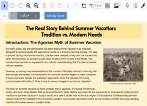 A reading exercise on the topic of vacation.